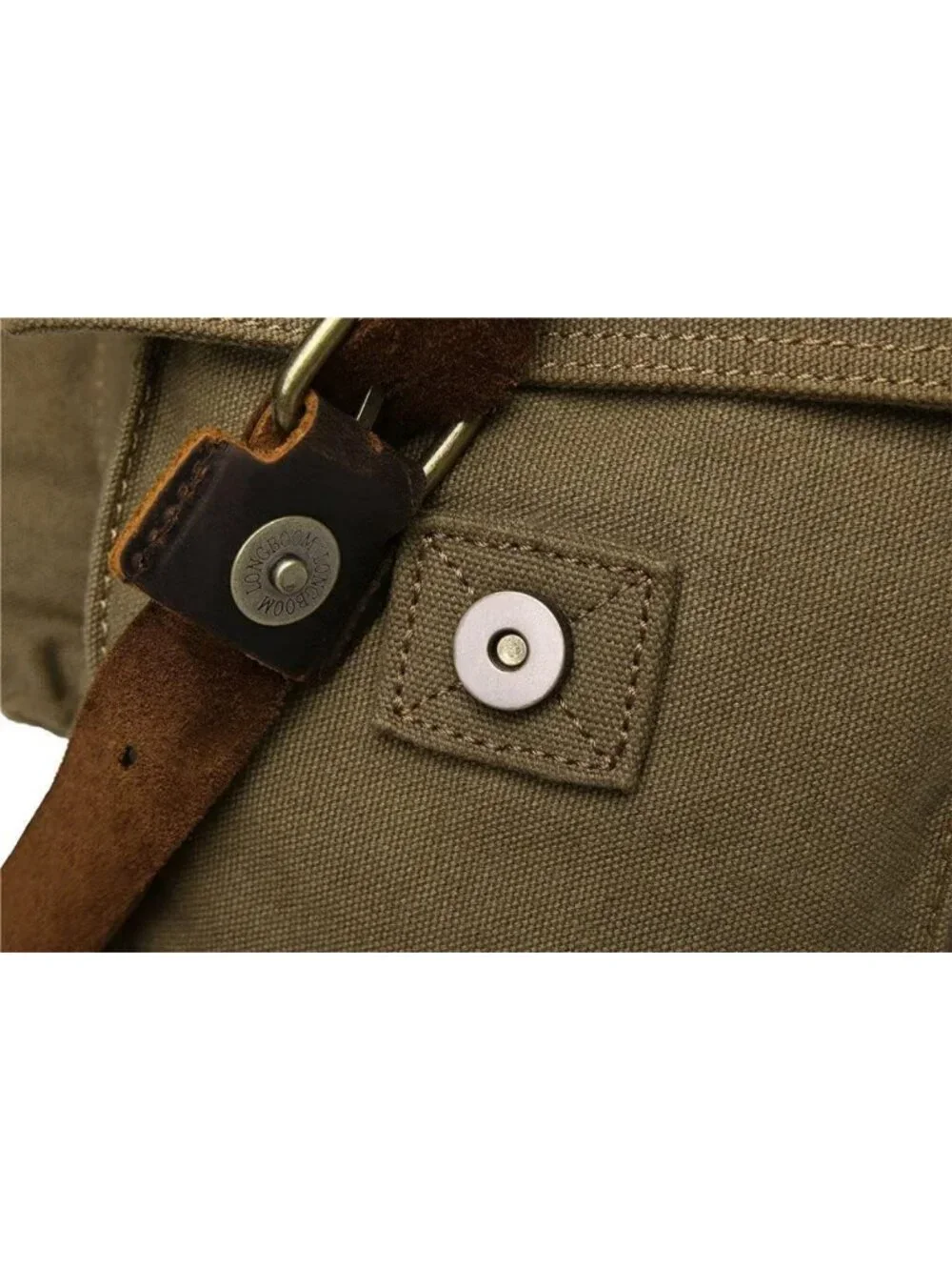 Vintage Military-Style Leather Canvas Messenger Bag for Laptops & Travel